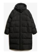 Longline Hooded Puffer Jacket Fôret Kåpe Black Superdry