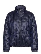 Logo Quilted Funnelneck Down Coat Fôret Jakke Navy Lauren Ralph Lauren