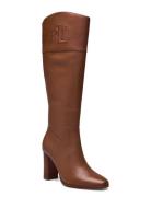 Page Ii Burnished Leather Tall Boot Høye Støvletter Brown Lauren Ralph...