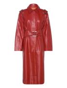 Over D Trenchcoat With Buckle Be Skinnjakke Skinnjakke Red STINE GOYA