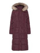 Faux-Fur-Trim Hooded Down Coat Fôret Kåpe Burgundy Lauren Ralph Lauren