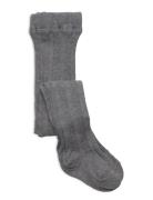 Cable Knitted Stockings Grey Melange Tights Grey Geggamoja