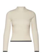 Ribbed Sweater With Perkins Neck Tops Knitwear Jumpers Cream Mango