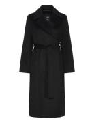 Wool Coat With Handmade Belt Ullfrakk Frakk Black Mango