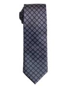 Navy Woven Flower Silk Tie Slips Navy AN IVY