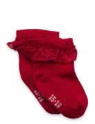 Ankle Sock W. Lace Sokker Strømper Red Minymo