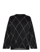 Objester Ls Knit Top Aop Noos Tops T-shirts & Tops Long-sleeved Black ...