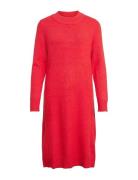 Viril Crew Neck L/S Midi Dress - Noos Knelang Kjole Red Vila