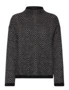 Slflulu Ls Herringb Knit High Neck Tops Knitwear Jumpers Black Selecte...