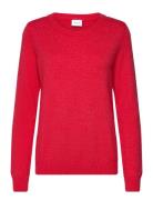 Viril O-Neck L/S Knit Top - Noos Tops Knitwear Jumpers Red Vila