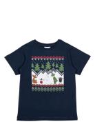 Bergstrakt T-Shirt Tops T-shirts Short-sleeved Navy MUMIN