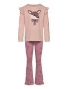 Pyjama Reindeer Bow Pyjamas Sett Pink Lindex