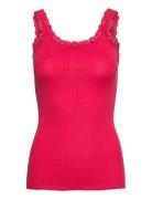 Rwbabette Sl Deep Back Lace Top Tops T-shirts & Tops Sleeveless Red Ro...