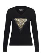 Ls Vn Triangle Tiger Tee Tops T-shirts & Tops Long-sleeved Black GUESS...