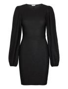 Puff Sleeve Sparkling Dress Kort Kjole Black Bubbleroom