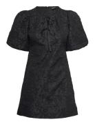 Brocade Puff Sleeve Dress Kort Kjole Black Gina Tricot