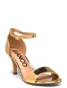 Biaadore Sandal Patent Sandal Med Hæl Gold Bianco