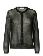 Slfsadie Metallic Ls Knit Cardigan Tops Knitwear Cardigans Black Selec...