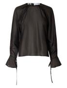 Slfiris Ls O-Neck Top Tops Blouses Long-sleeved Black Selected Femme