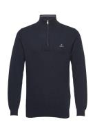 Cotton Pique Half Zip Tops Knitwear Half Zip Jumpers Navy GANT