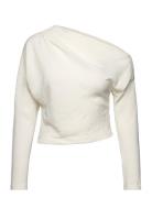 Asymmetrical Blouse With Pleat Detail Tops Blouses Long-sleeved Cream ...