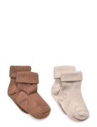 2 Pk Wool Rib Socks Ziggy Socks & Tights Socks Beige Wheat