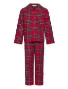 Two-Pieces Check Long Pyjamas Pyjamas Sett Red Mango