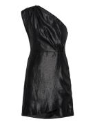 Textured Asymmetrical Dress Kort Kjole Black Mango