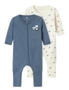 Nbmnightsuit 2P Zip Ff Jet Tractor Noos Pyjamas Sie Jumpsuit Navy Name...