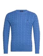 Cable-Knit Cotton Sweater Designers Knitwear Round Necks Blue Polo Ral...