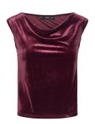 Asymmetric Velvet Top Tops Blouses Sleeveless Burgundy Mango