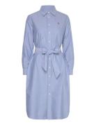 Belted Cotton Oxford Shirtdress Knelang Kjole Blue Polo Ralph Lauren