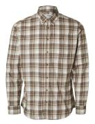 Slhslim-Dan Flannel Shirt Ls O Tops Shirts Casual Brown Selected Homme