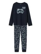 Nkmnightset Sapphire Game Noos Pyjamas Sett Navy Name It