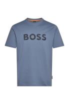 Te_Logotexture Tops T-shirts Short-sleeved Blue BOSS