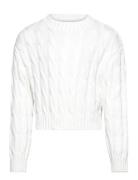 Braided Knitted Sweater Tops Knitwear Pullovers White Mango