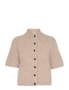 Alphagz Ss Short Cardigan Tops Knitwear Cardigans Beige Gestuz