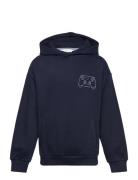 Printed Hoodie Tops Sweat-shirts & Hoodies Hoodies Navy Mango