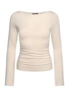 Soft Touch Boatneck Top Tops T-shirts & Tops Long-sleeved Beige Gina T...