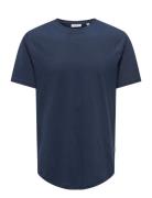 Onsmatt Longy Ss Tee Noos Tops T-shirts Short-sleeved Navy ONLY & SONS