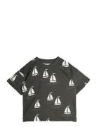 Sailing Boats Aop Ss Tee Tops T-shirts Short-sleeved Black Mini Rodini