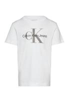 Ck Monogram Ss T-Shirt Tops T-shirts Short-sleeved White Calvin Klein