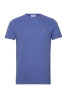 Slim Pique Ss T-Shirt Tops T-shirts Short-sleeved Blue GANT