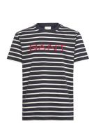 Graphic Striped Ss T-Shirt Tops T-shirts Short-sleeved Navy GANT