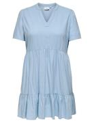 Cartiri-Caro S/S V-Neck Lin Dress Tlr Kort Kjole Blue ONLY Carmakoma