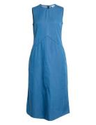 Vibista Denim S/L Midi Dress / Ls Knelang Kjole Blue Vila