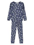 Lue Pyjamas Sett Navy Molo