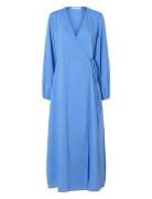 Slflucia-Susie Ls Ankle Wrap Dress B Maxikjole Festkjole Blue Selected