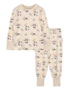 Bamboo Two Piece Pyjamas Green Tractor Pyjamas Sett Cream Geggamoja