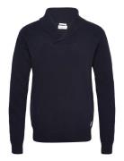 Lambswool L/S Shawl Collar Knit Tops Knitwear V-necks Navy Lindbergh